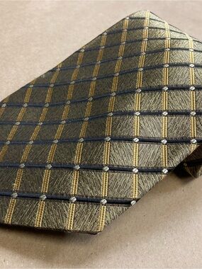 Boca Classics Bronze Gold Geometric Silk Tie Wide Executive Necktie